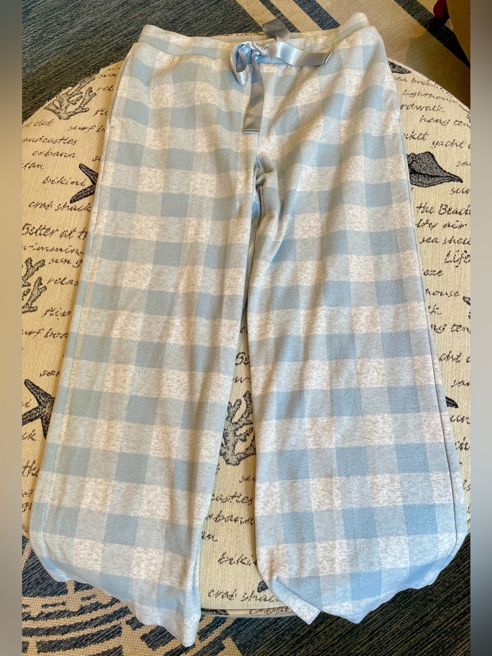 Soft Surroundings Women’s Blue Buffalo Plaid Pajama Lounge Pants – Size Medium